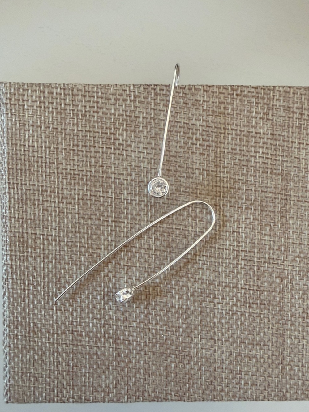 Delicate Silver Threader Earrings with Clear Stones